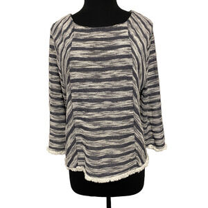 Maurices Womens Boho w Fringe Top Size 2 -XS / S Navy Pebbled Oversized Festival
